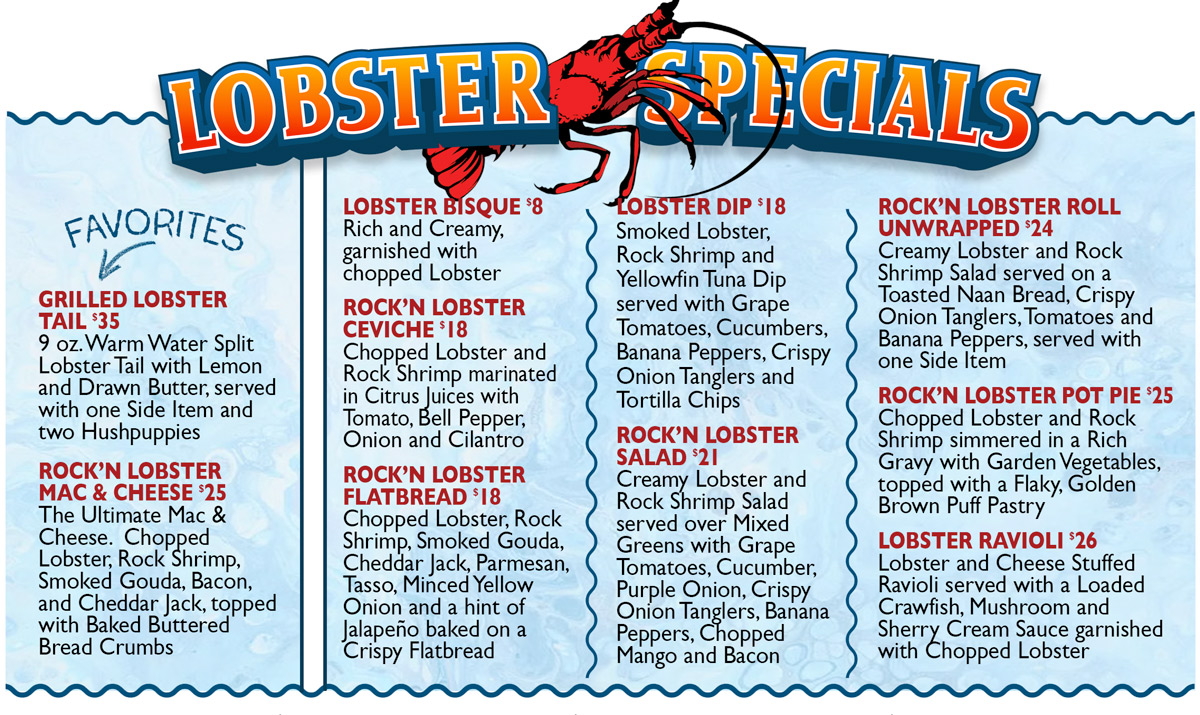 Schooners Menu